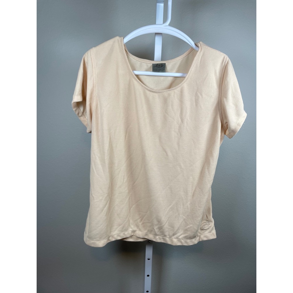 Horny Toad & Co Waffle Knit Top Women's XL Tee Peach Short Sleeve Tshirt